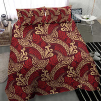 Luxury Red Monstera Bedding Set Polynesian Tribal Pattern - Polynesian Pride