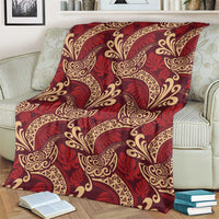 Luxury Red Monstera Blanket Polynesian Tribal Pattern - Polynesian Pride