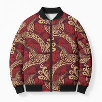 Luxury Red Monstera Bomber Puffer Jacket Polynesian Tribal Pattern LT01 Unisex Red - Polynesian Pride