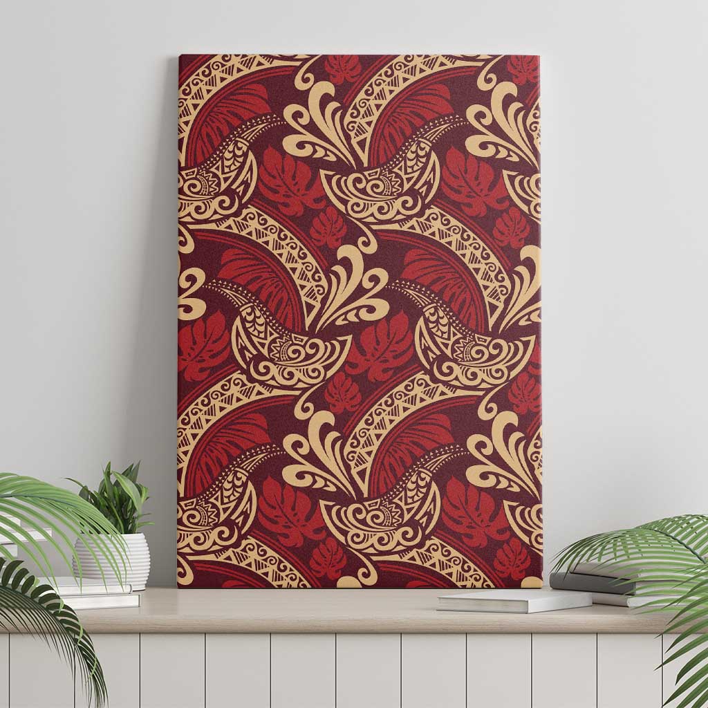 Luxury Red Monstera Canvas Wall Art Polynesian Tribal Pattern LT01 - Polynesian Pride