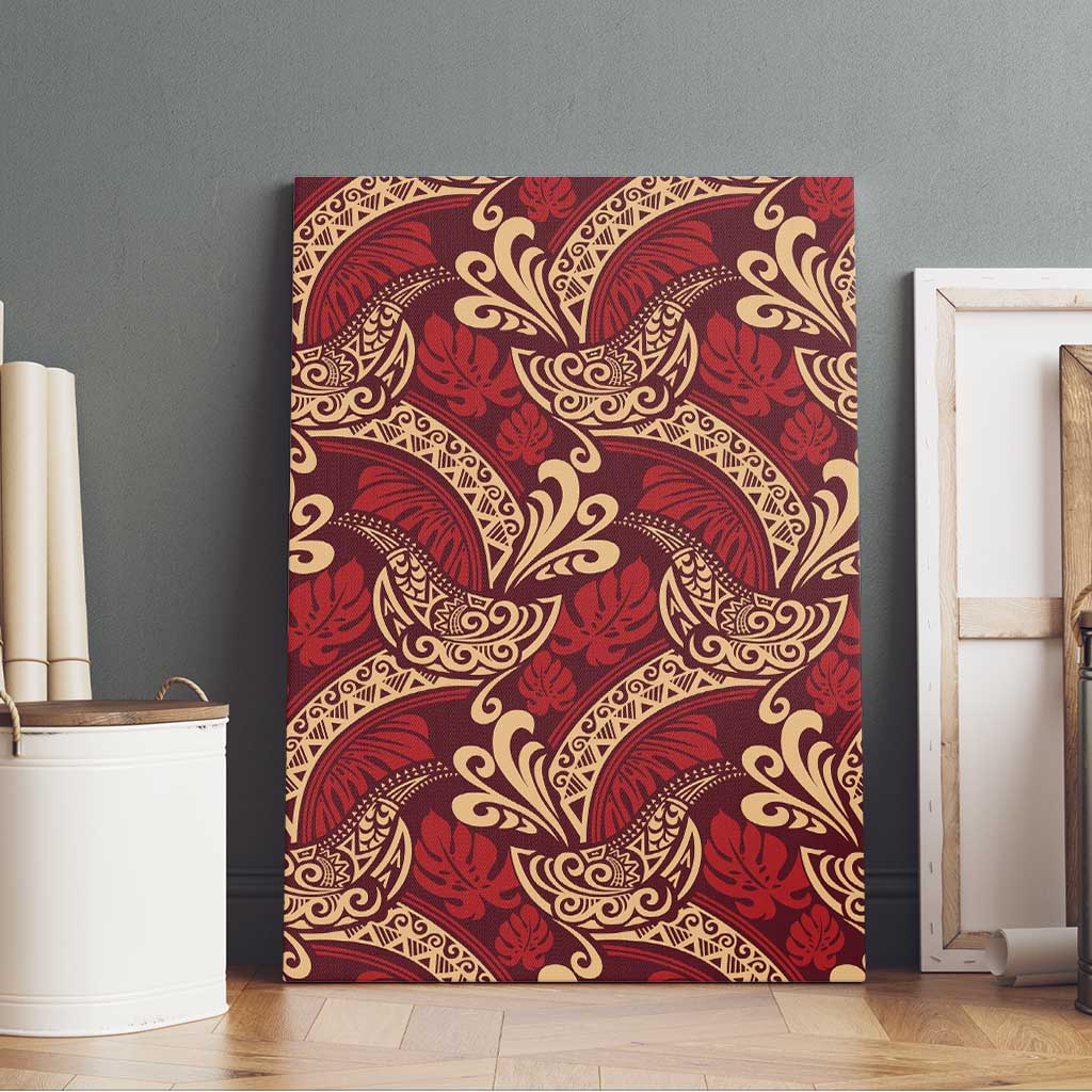 Luxury Red Monstera Canvas Wall Art Polynesian Tribal Pattern LT01 - Polynesian Pride