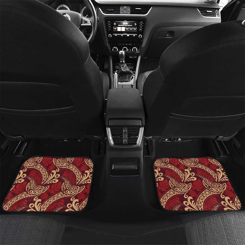 Luxury Red Monstera Car Mats Polynesian Tribal Pattern LT01 Set 2pcs - Back Red - Polynesian Pride