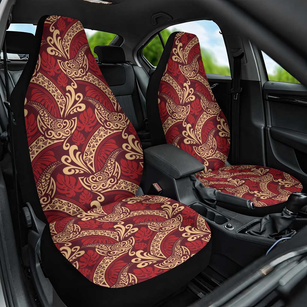 Luxury Red Monstera Car Seat Cover Polynesian Tribal Pattern LT01 One Size Red - Polynesian Pride