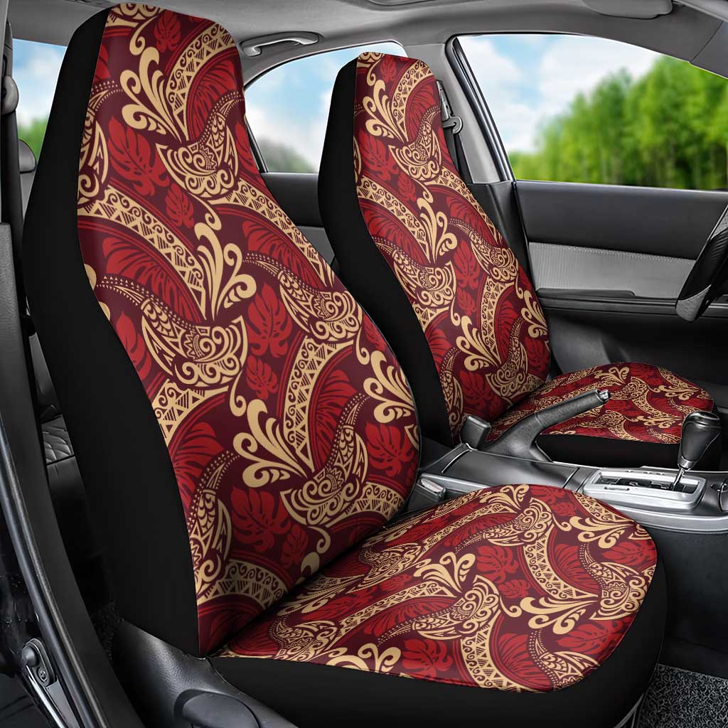 Luxury Red Monstera Car Seat Cover Polynesian Tribal Pattern LT01 - Polynesian Pride