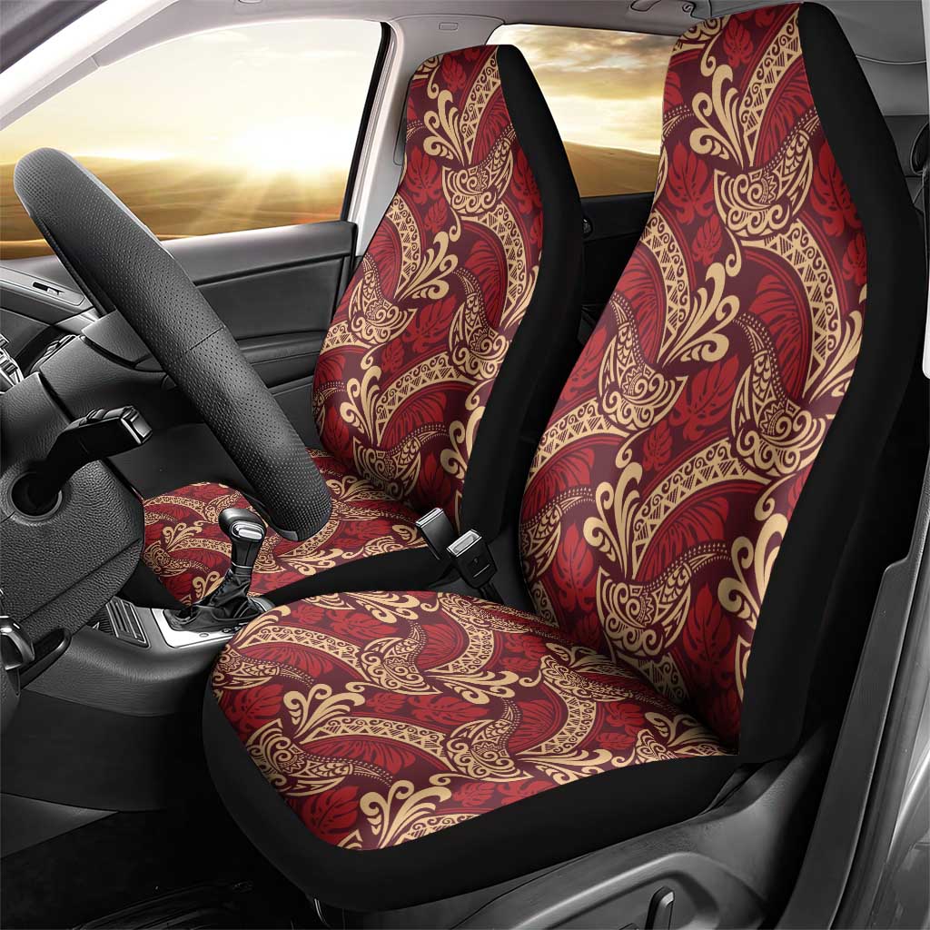 Luxury Red Monstera Car Seat Cover Polynesian Tribal Pattern LT01 - Polynesian Pride