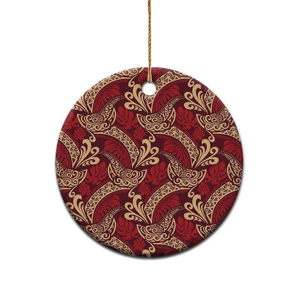 Luxury Red Monstera Ceramic Ornament Polynesian Tribal Pattern LT01 - Polynesian Pride