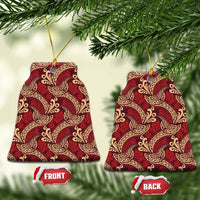 Luxury Red Monstera Ceramic Ornament Polynesian Tribal Pattern LT01 Bell Flake Red - Polynesian Pride