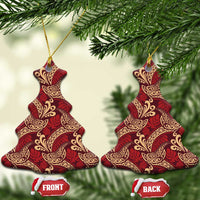 Luxury Red Monstera Ceramic Ornament Polynesian Tribal Pattern LT01 Christmas Tree Red - Polynesian Pride