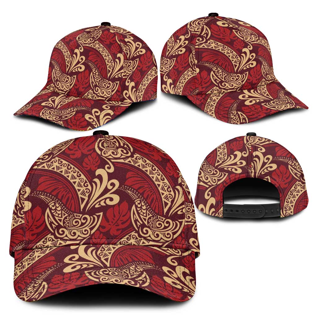 Luxury Red Monstera Classic Cap Polynesian Tribal Pattern LT01 - Polynesian Pride