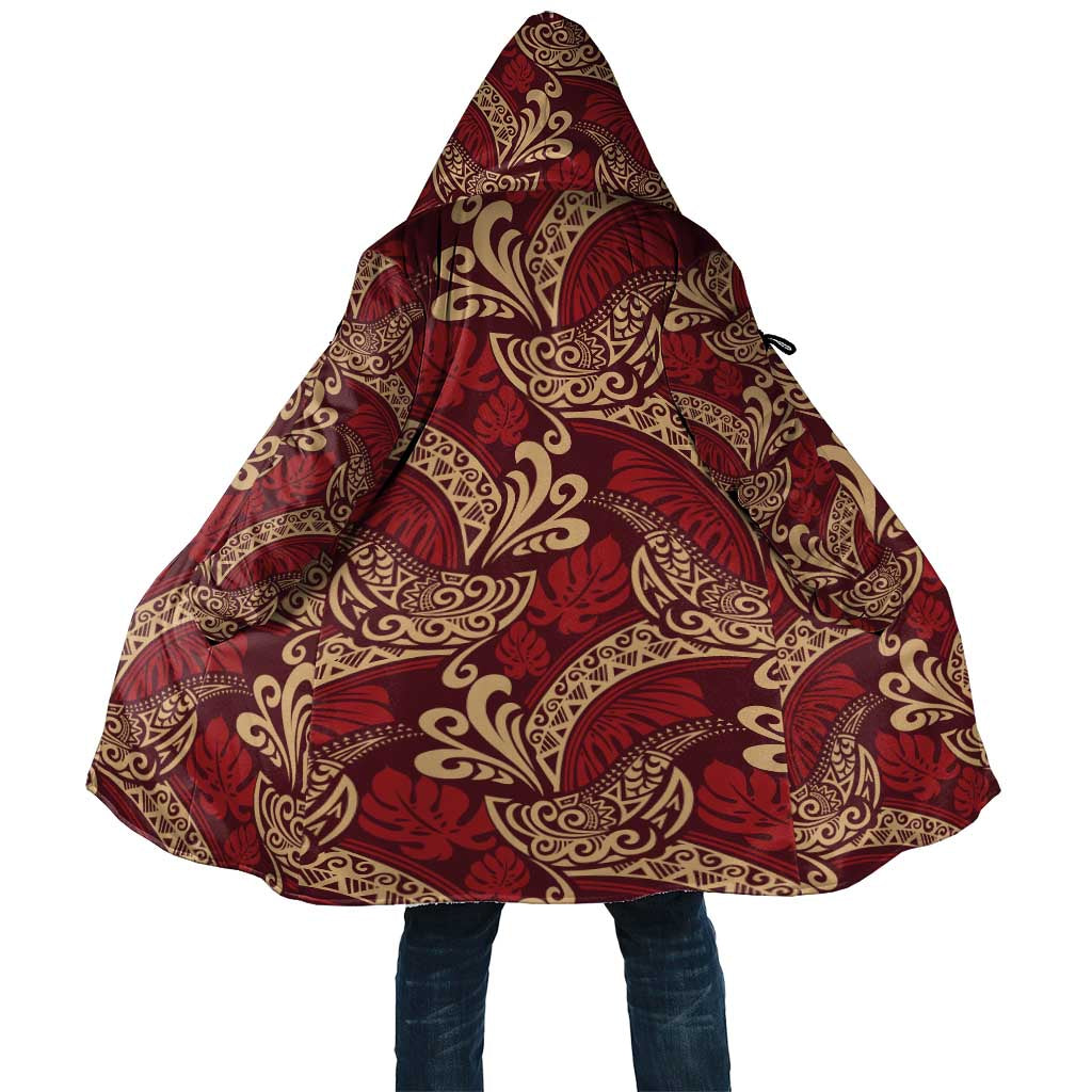 Luxury Red Monstera Cloak Polynesian Tribal Pattern LT01 Unisex Red - Polynesian Pride