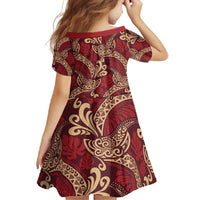 Luxury Red Monstera Family Matching Summer Maxi Dress and Hawaiian Shirt Polynesian Tribal Pattern - Polynesian Pride