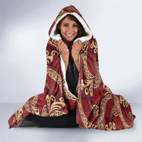 Luxury Red Monstera Hooded Blanket Polynesian Tribal Pattern LT01 - Polynesian Pride