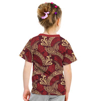 Luxury Red Monstera Kid T Shirt Polynesian Tribal Pattern LT01 - Polynesian Pride
