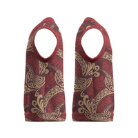 Luxury Red Monstera Christmas Knitted V-Neck Vest Polynesian Tribal Pattern LT01 - Polynesian Pride