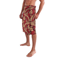 Luxury Red Monstera Lavalava Polynesian Tribal Pattern - Polynesian Pride