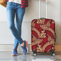 Luxury Red Monstera Luggage Cover Polynesian Tribal Pattern - Polynesian Pride