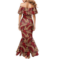 Luxury Red Monstera Mermaid Dress Polynesian Tribal Pattern LT01 - Polynesian Pride
