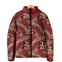 Luxury Red Monstera Padded Jacket Polynesian Tribal Pattern LT01 - Polynesian Pride