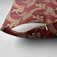 Luxury Red Monstera Pillow Cover Polynesian Tribal Pattern - Polynesian Pride