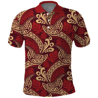 Luxury Red Monstera Polo Shirt Polynesian Tribal Pattern LT01 Red - Polynesian Pride