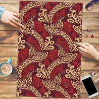 Luxury Red Monstera Puzzle Polynesian Tribal Pattern LT01 Red - Polynesian Pride