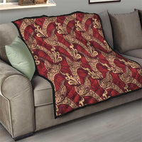Luxury Red Monstera Quilt Polynesian Tribal Pattern - Polynesian Pride