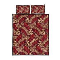 Luxury Red Monstera Quilt Bed Set Polynesian Tribal Pattern - Polynesian Pride