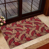 Luxury Red Monstera Rubber Doormat Polynesian Tribal Pattern LT01 - Polynesian Pride
