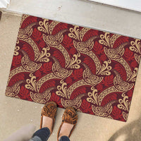 Luxury Red Monstera Rubber Doormat Polynesian Tribal Pattern LT01 - Polynesian Pride