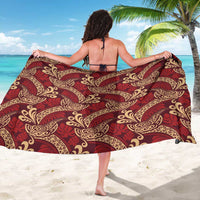 Luxury Red Monstera Sarong Polynesian Tribal Pattern - Polynesian Pride