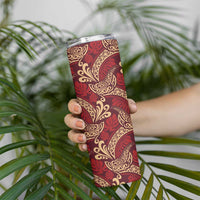 Luxury Red Monstera Skinny Tumbler Polynesian Tribal Pattern LT01 - Polynesian Pride