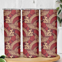 Luxury Red Monstera Skinny Tumbler Polynesian Tribal Pattern LT01 - Polynesian Pride