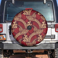 Luxury Red Monstera Spare Tire Cover Polynesian Tribal Pattern - Polynesian Pride