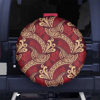 Luxury Red Monstera Spare Tire Cover Polynesian Tribal Pattern - Polynesian Pride