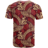 Luxury Red Monstera T Shirt Polynesian Tribal Pattern LT01 - Polynesian Pride