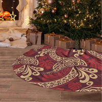 Luxury Red Monstera Tree Skirt Polynesian Tribal Pattern LT01 - Polynesian Pride