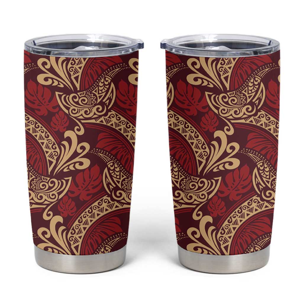 Luxury Red Monstera Tumbler Cup Polynesian Tribal Pattern LT01 Red - Polynesian Pride