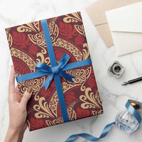 Luxury Red Monstera Wrapping Paper Polynesian Tribal Pattern LT01 - Polynesian Pride