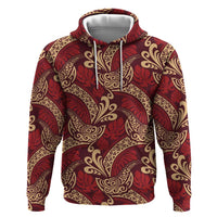 Luxury Red Monstera Zip Hoodie Polynesian Tribal Pattern LT01 Pullover Hoodie Red - Polynesian Pride