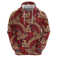 Luxury Red Monstera Zip Hoodie Polynesian Tribal Pattern LT01 - Polynesian Pride