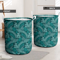 Teal Monstera Laundry Basket Polynesian Tribal Pattern LT01 - Polynesian Pride