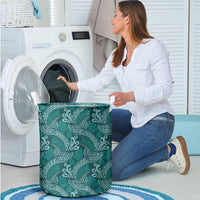 Teal Monstera Laundry Basket Polynesian Tribal Pattern LT01 - Polynesian Pride