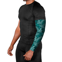 Teal Monstera Arm Sleeves Polynesian Tribal Pattern LT01 - Polynesian Pride