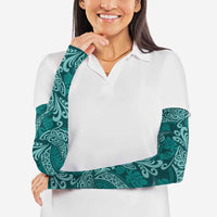 Teal Monstera Arm Sleeves Polynesian Tribal Pattern LT01 - Polynesian Pride