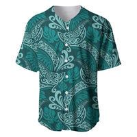 Teal Monstera Baseball Jersey Polynesian Tribal Pattern LT01 Teal - Polynesian Pride
