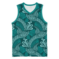 Teal Monstera Basketball Jersey Polynesian Tribal Pattern LT01 Unisex Teal - Polynesian Pride