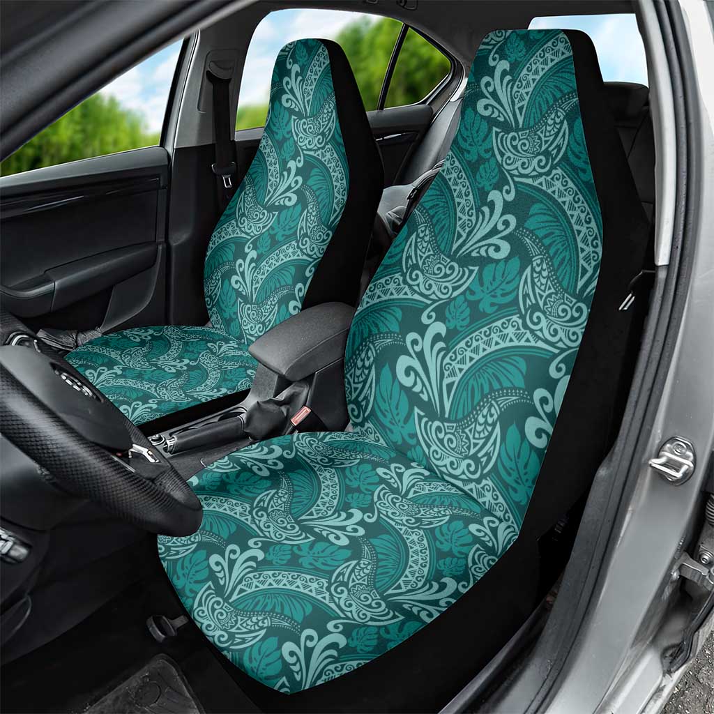 Teal Monstera Car Seat Cover Polynesian Tribal Pattern LT01 - Polynesian Pride