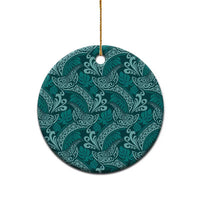 Teal Monstera Ceramic Ornament Polynesian Tribal Pattern LT01 - Polynesian Pride