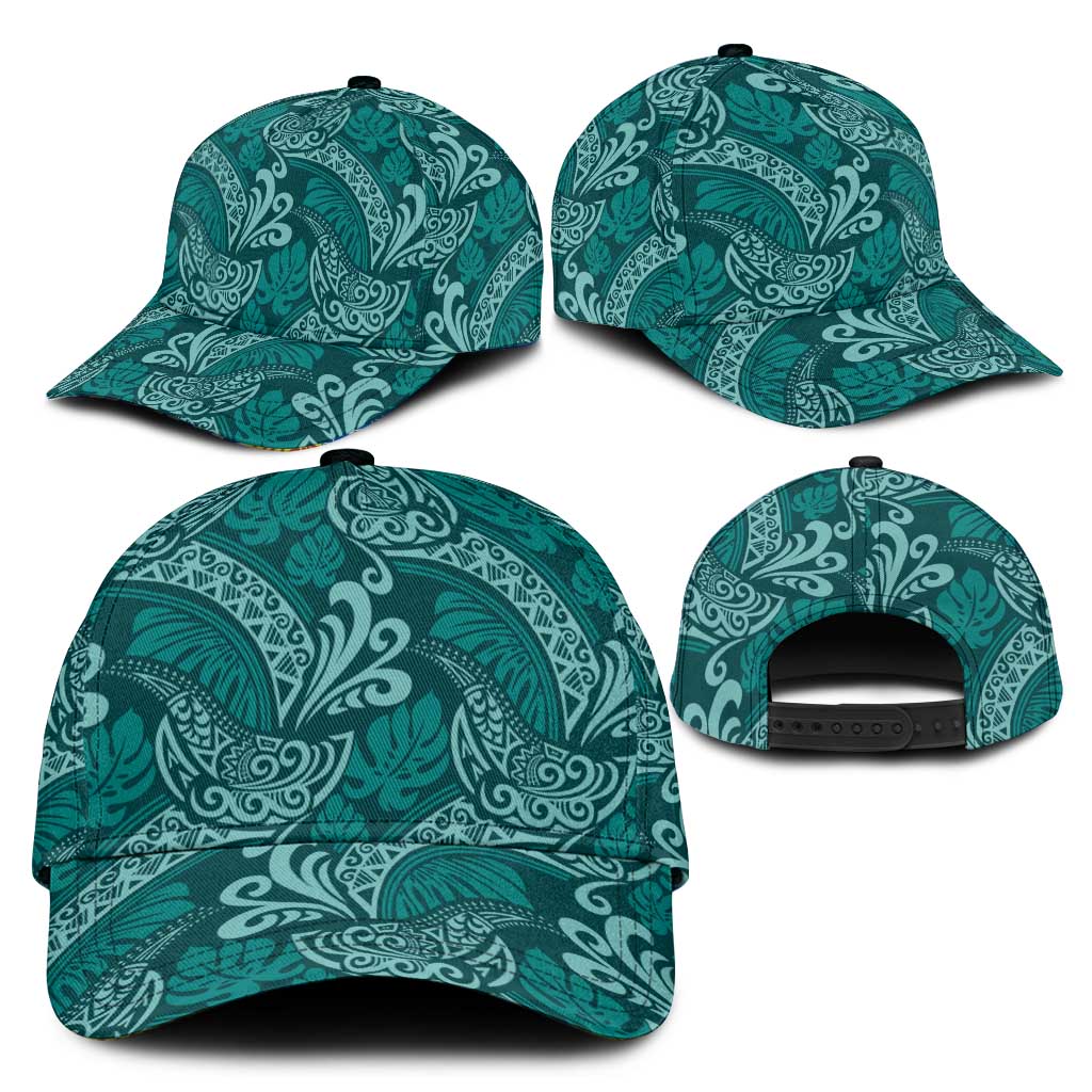 Teal Monstera Classic Cap Polynesian Tribal Pattern LT01 - Polynesian Pride
