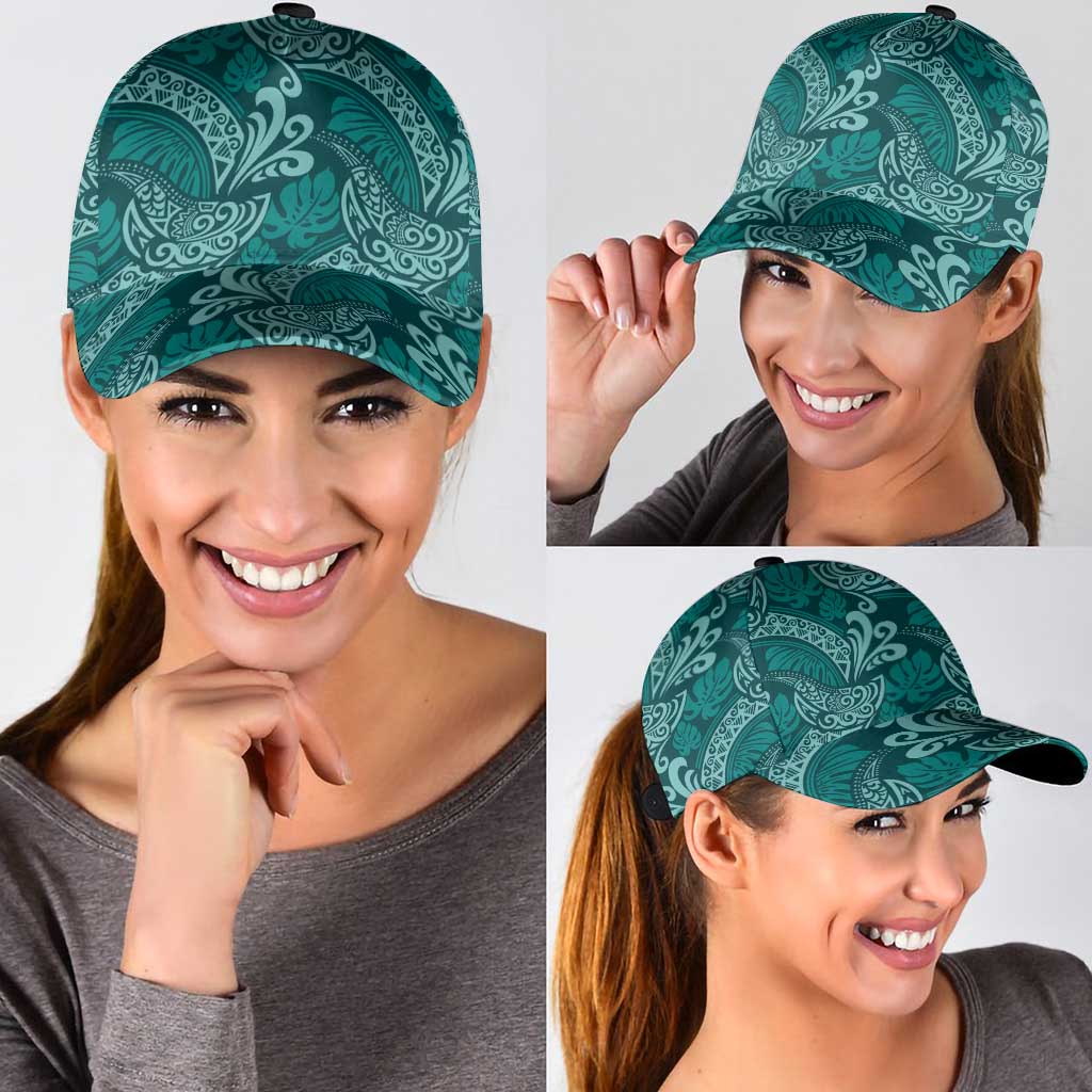 Teal Monstera Classic Cap Polynesian Tribal Pattern LT01 - Polynesian Pride